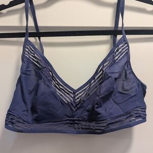 Hanro Navy Sheer Striped Bralette
